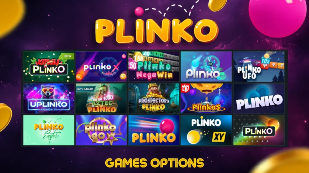 Plinko casino game options.